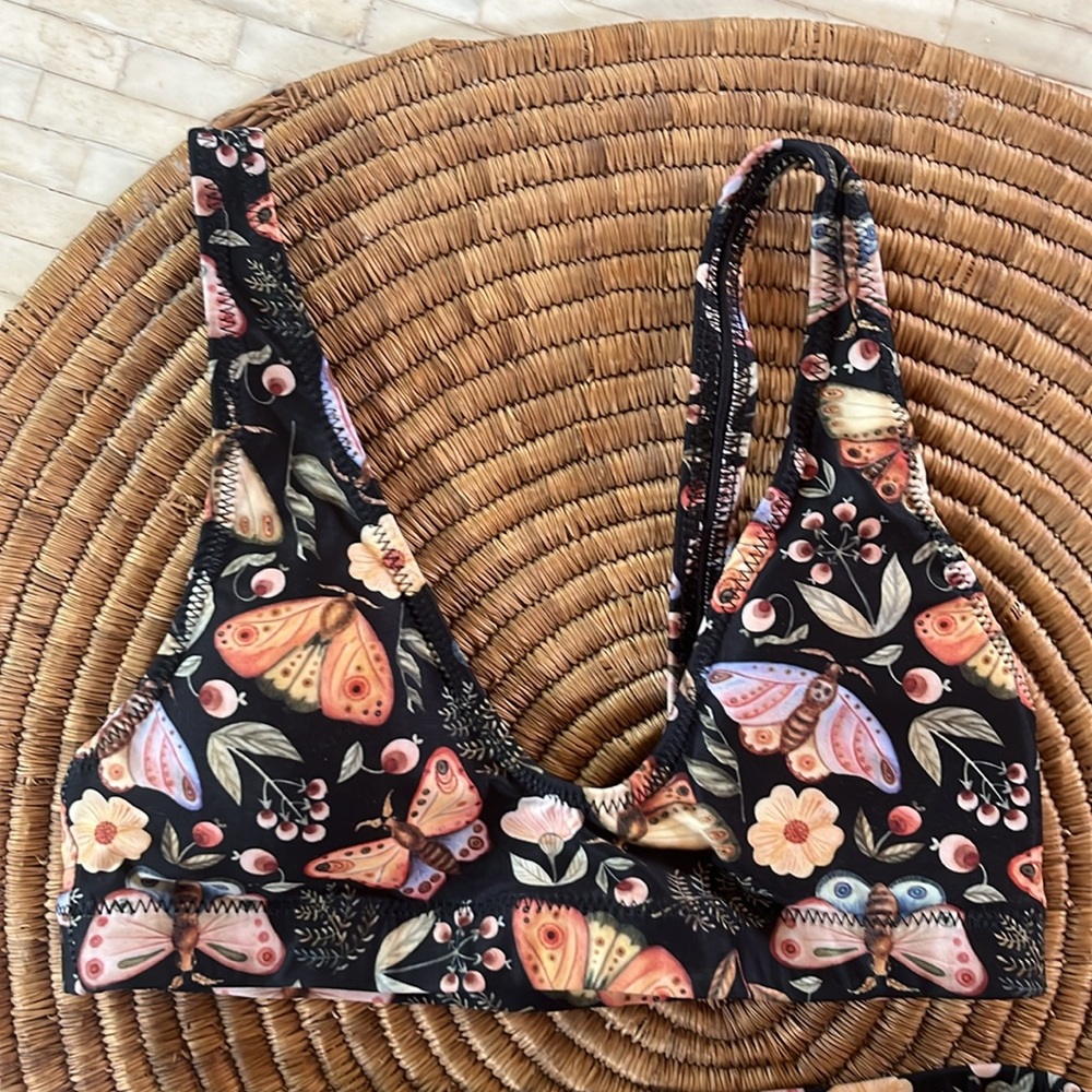 Cottage core bikini, floral with moths! - Picture 2 of 7